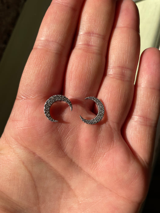 Arete luna plata rodizada