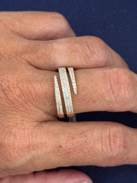 Anillo espiral oro amarillo 14k con diamantes naturales .50 cts