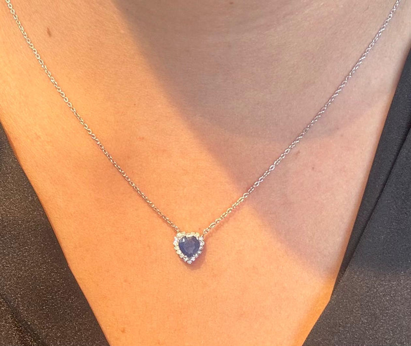 Gargantilla oro 14k con diamantes naturales y zafiro