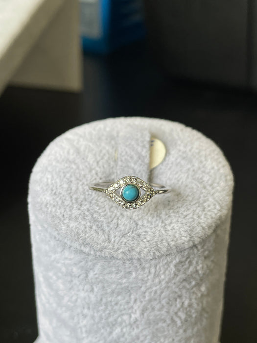 Anillo 💍 turquesa plata rodizada con zirconia