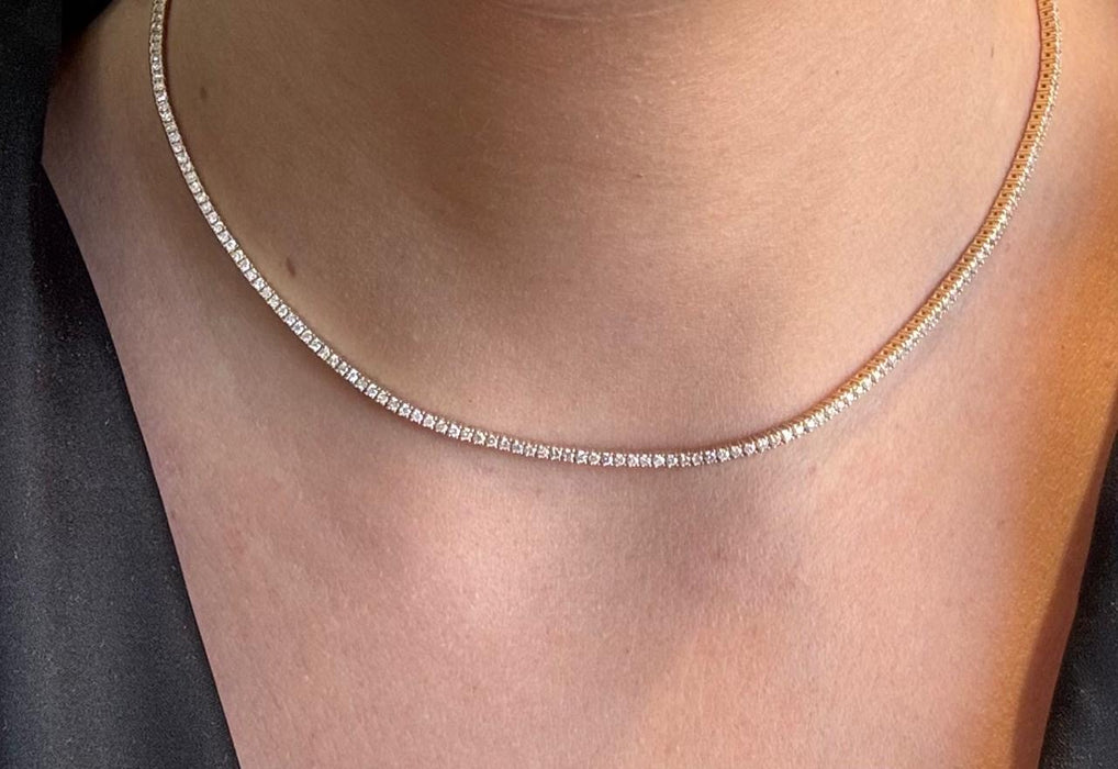 Gargantilla tenis de diamantes naturales (2.3cts ) oro 14k blanco , rosa o amarillo