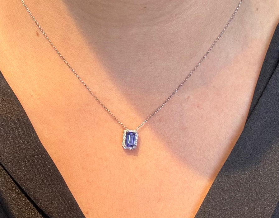 Gargantilla oro 14k con diamantes naturales y Tanzanita