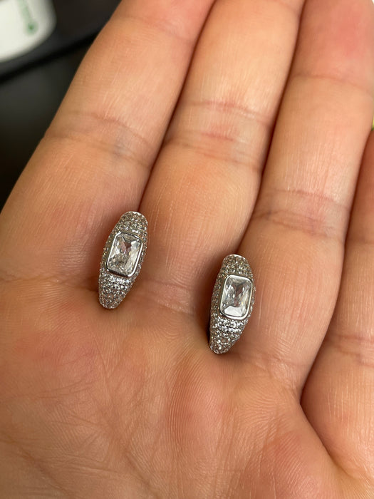 Arracadas plata rodizada con zirconia