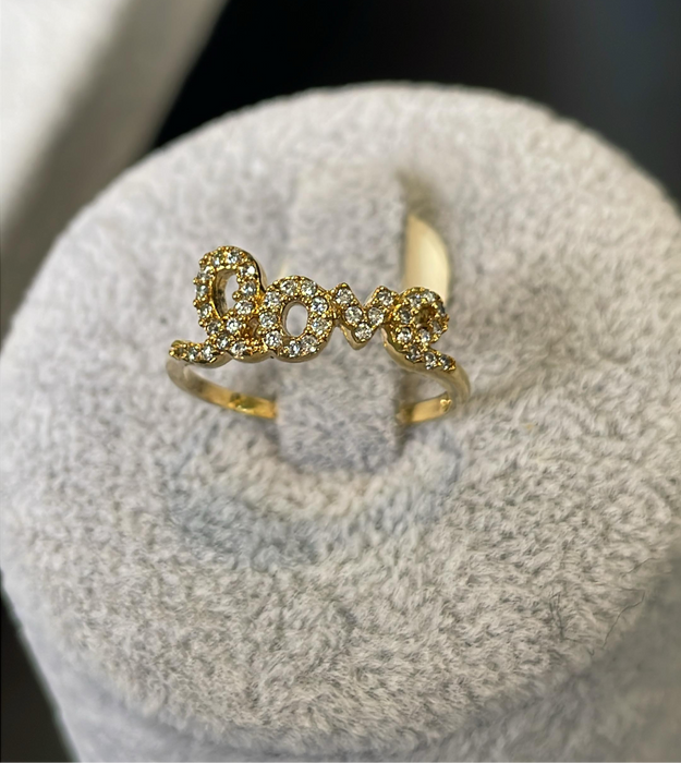 Anillo 💍 LOVE plata rodizada con zirconia