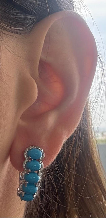 Arracadas oro 14k turquesas y diamantes naturales