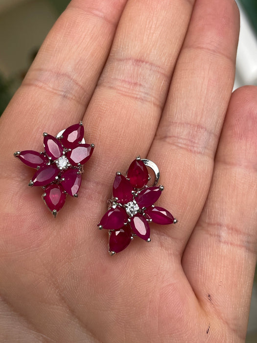 Aretes 🌺 plata rodizada con zirconia