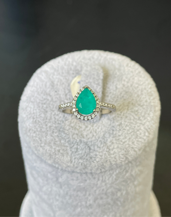 Anillo 💍 Apatita plata rodizada con zirconia