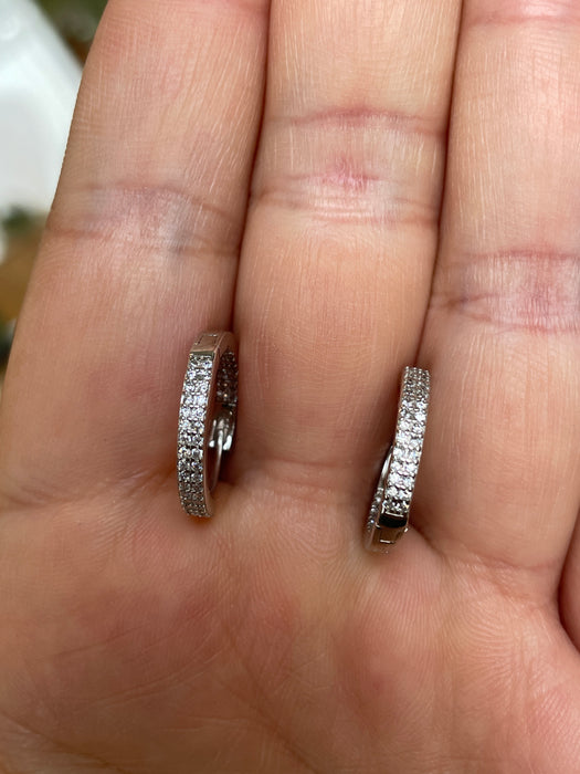 Aretes plata rodizada con zirconia