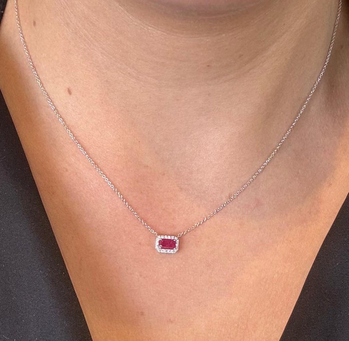 Gargantilla oro 14k con diamantes y rubíe