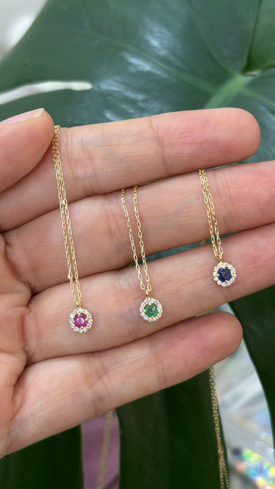 Gargantilla oro 14k rubíes , zafiros o esmeraldas con dimantes naturales
