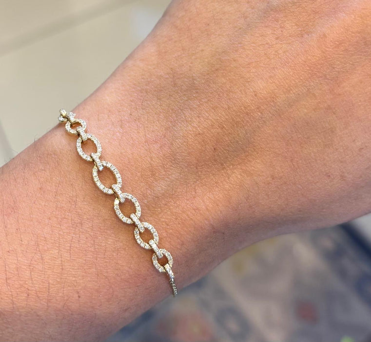 Pulsera eslabones diamantados oro 14k