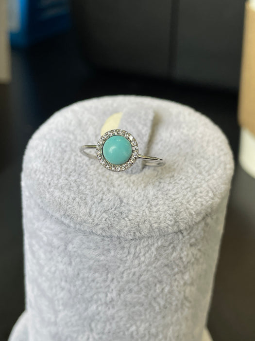 Anillo 💍 turquesa plata rodizada con zirconia