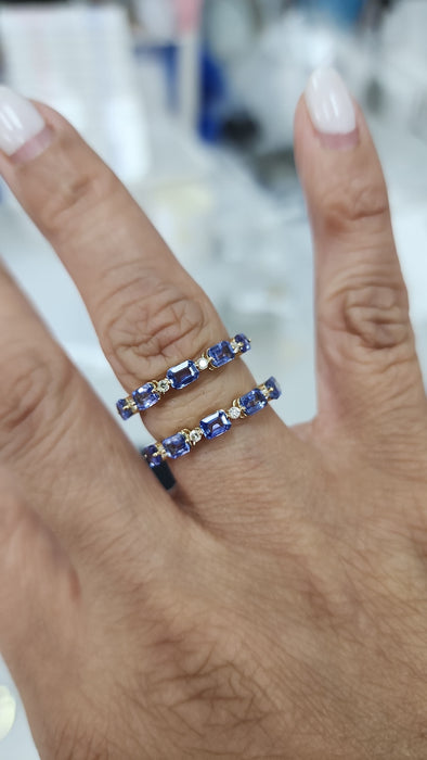 Churumbela oro amarillo 14k con diamantes naturales y zafiro ceylon