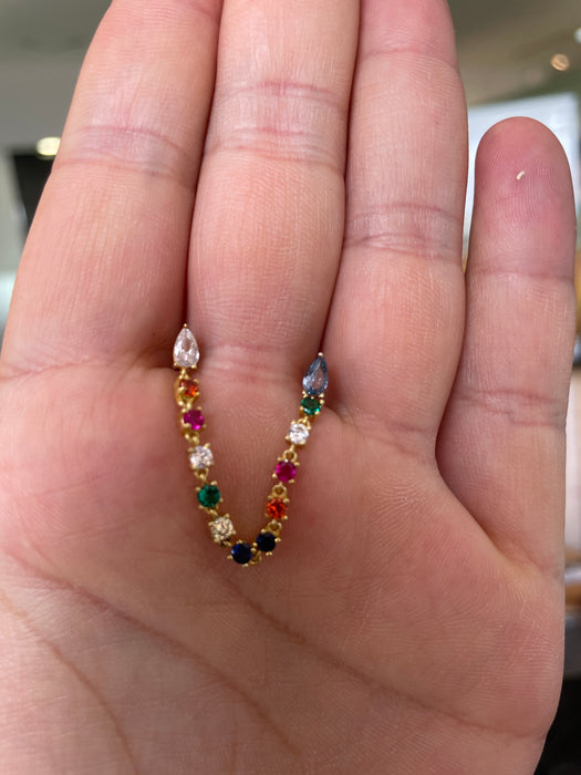 Medio arete plata rodizada zirconia color