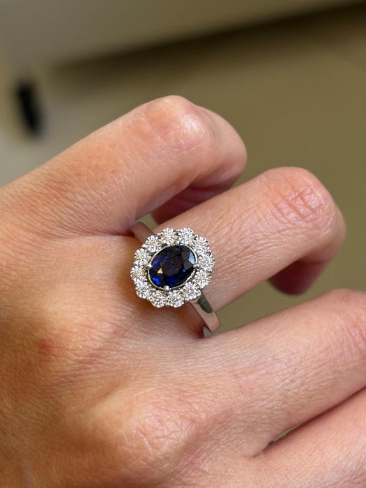 Anillo Lady di oro 14k con zafiro y diamantes naturales