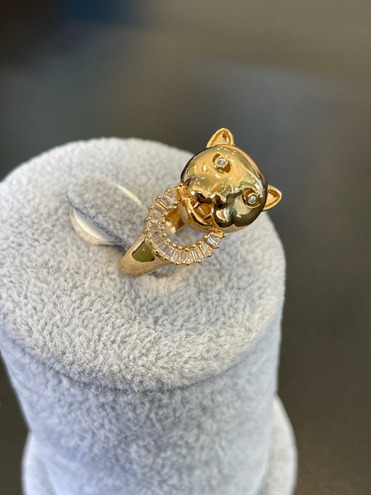 Anillo puma dorado y plata rodizada con zirconia