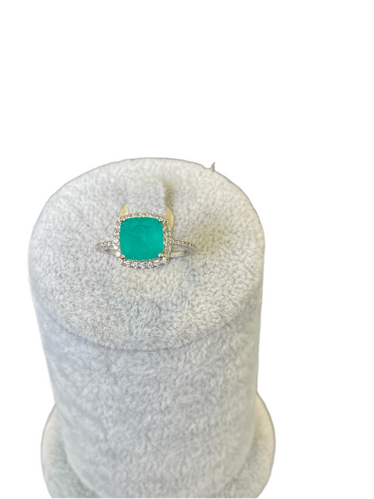 Anillo 💍 Apatita plata rodizada con zirconia