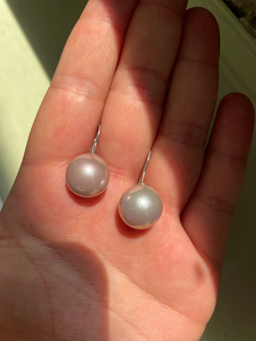 Aretes perla plata rodizada