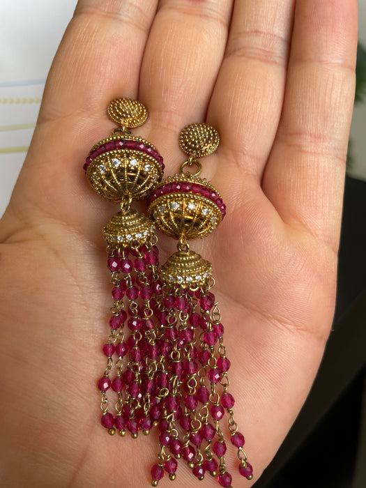 Aretes trapeadores plata rodizada con zirconia