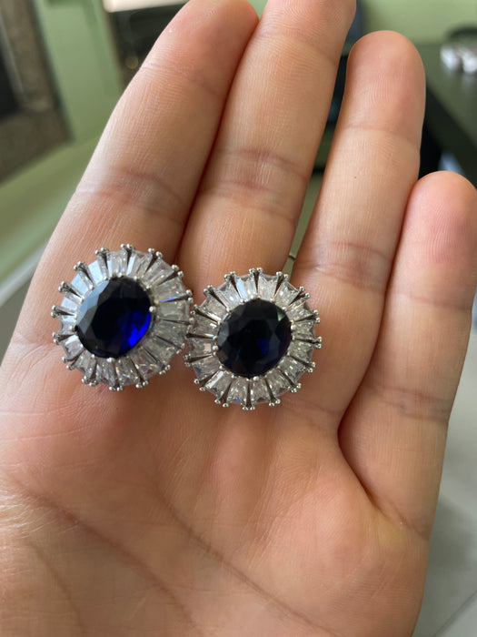 Aretes plata rodizada con zirconia