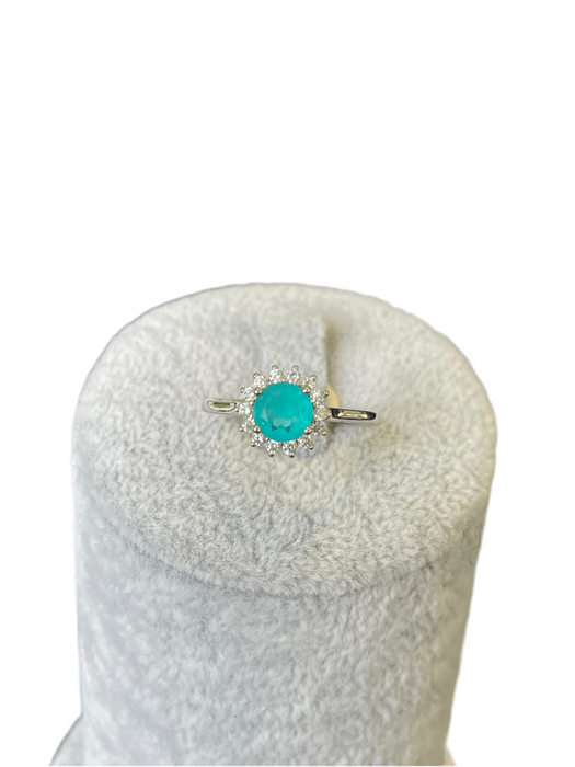 Anillo 💍 Apatita plata rodizada con zirconia