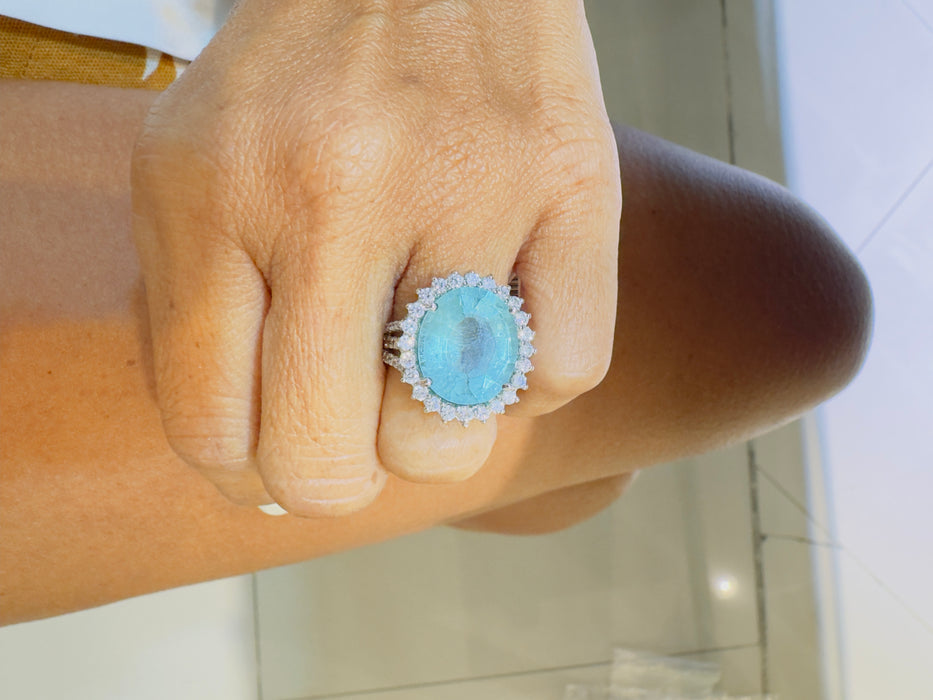 Anillo plata Rodizada Glass color paraiba