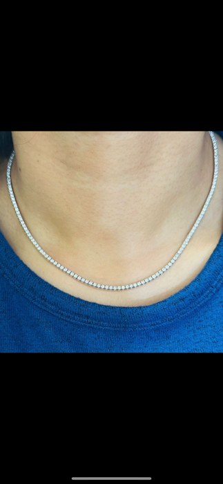 Gargantilla tennis 4 cts de diamantes naturales  oro blanco y oro amarillo 14k broche de caja