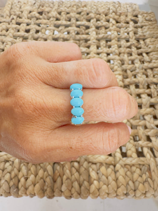 Anillo oro blanco 14k  turquesa natural