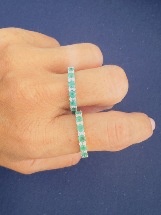 Churumbela oro blanco o amarillo 14k con esmeralda y diamantes naturales 1.0 cts