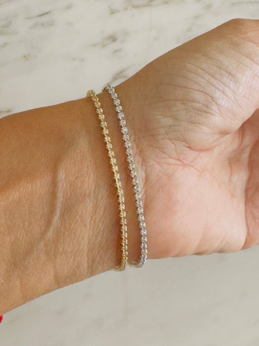 Pulsera tennis completa broche de caja oro amarillo o blanco 14k con diamantes naturales (.50cts)