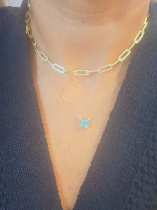 Gargantilla oro rosa 14k Esmeralda colombiana (1.4 cts )