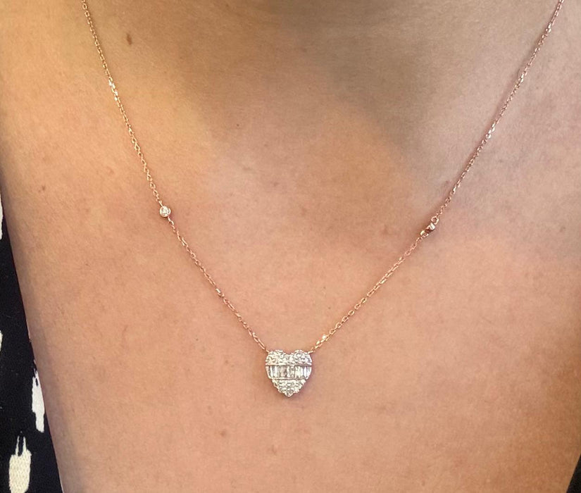 Gargantilla corazón oro 14k con diamantes naturales