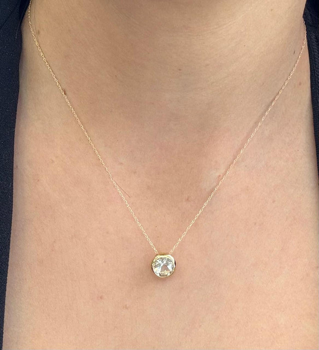 Gargantilla oro 10k con aguamarina