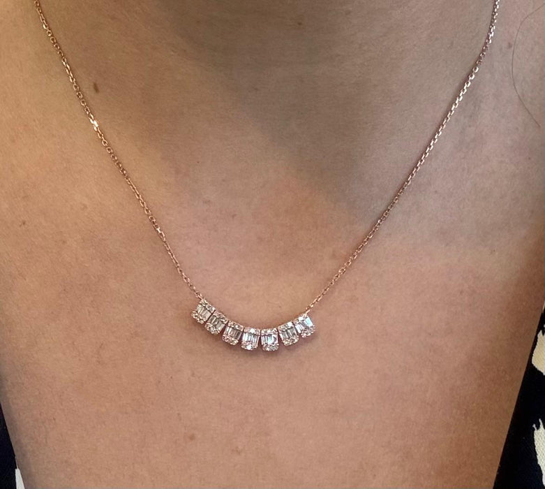Gargantilla oro 14k 7 baguettes de diamantes naturales