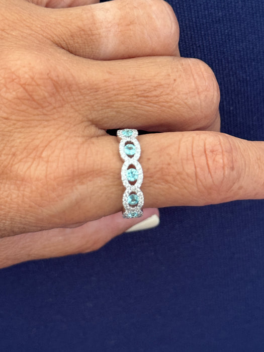 Churumbela oro blanco 14k con Turmalina paraiba y diamantes naturales