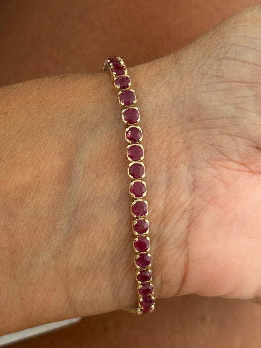Pulsera tennis oro amarillo 14k con rubíes naturales (8.5 cts)