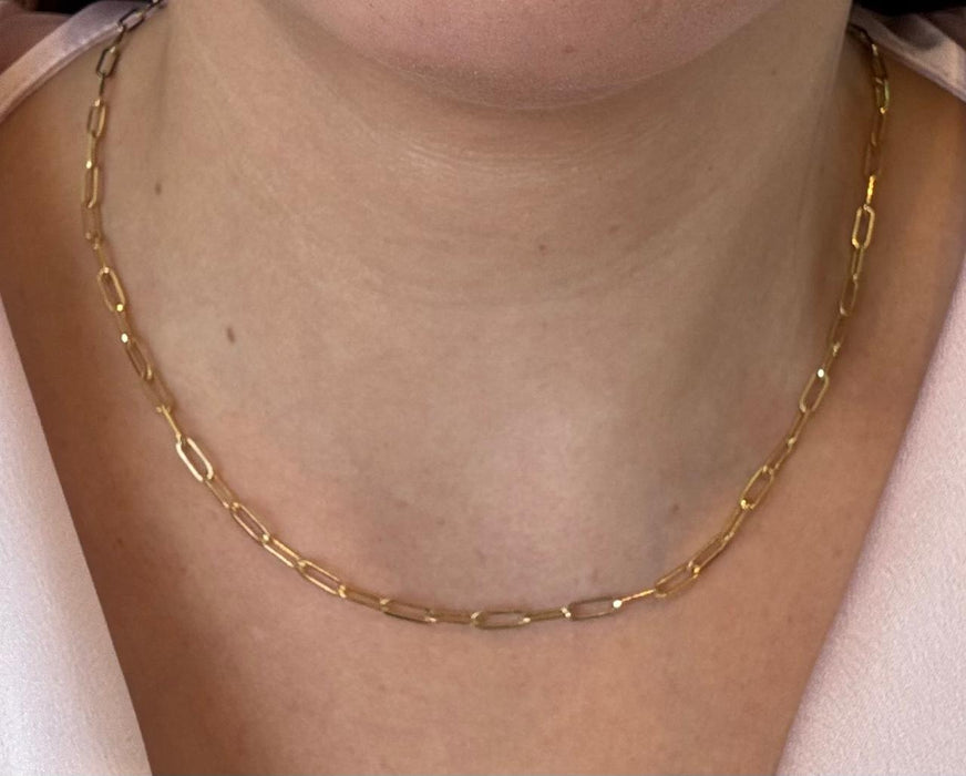 Cadena Paper clip oro italiano 14k