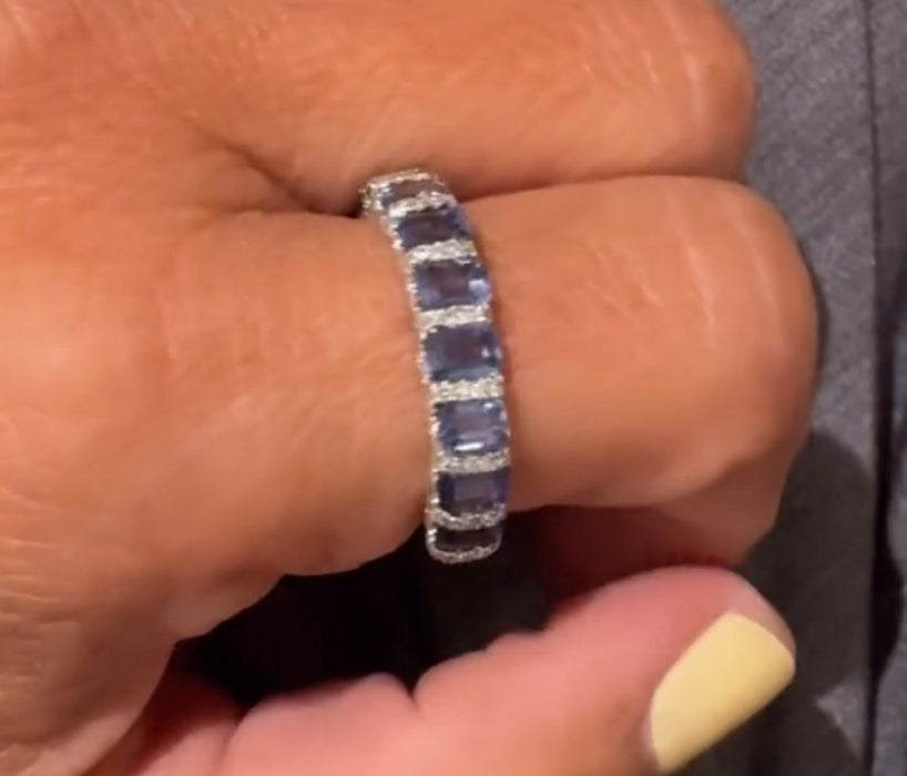 Anillo oro 14k con zafiros y dimantes naturales