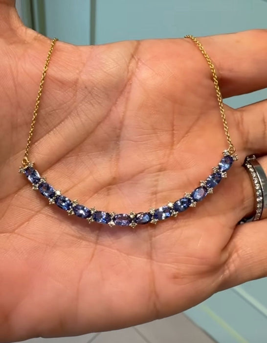 Sonrisa oro 14k Tanzanita y dimantes naturales