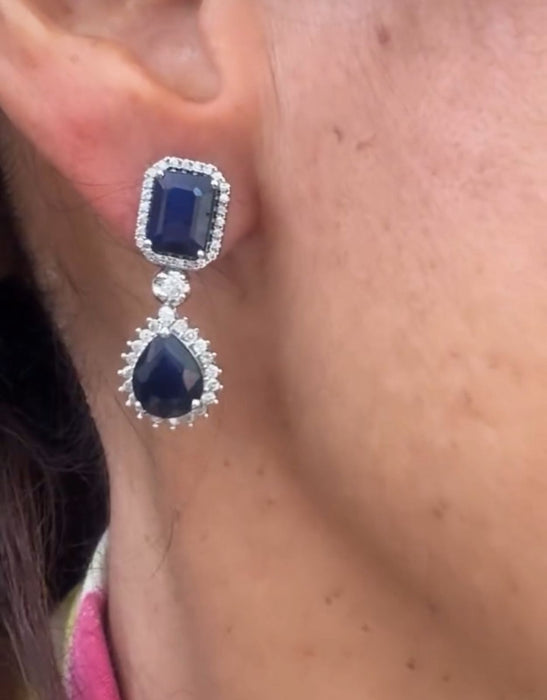 Arete oro 14k zafiros y diamantes naturales