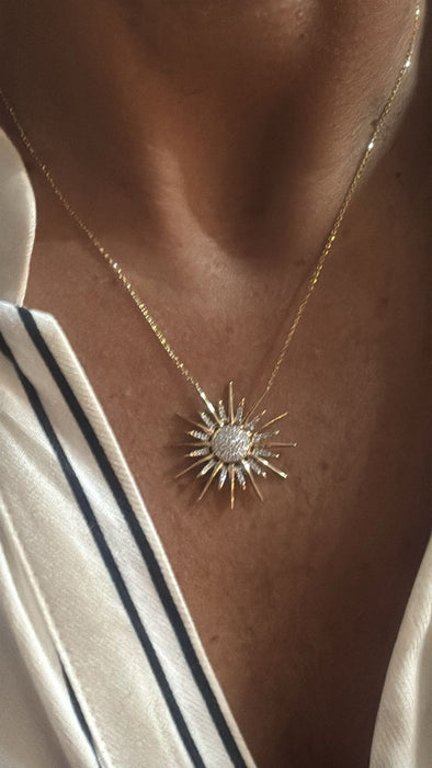 Gargantilla sol oro amarillo 14k con dimanates naturales