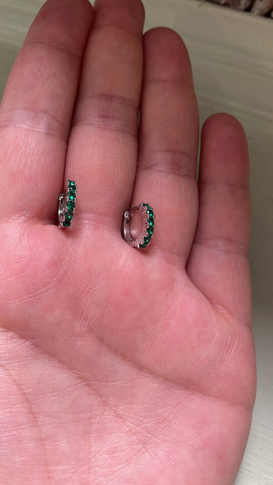 Arete plata esmeralda rodisada