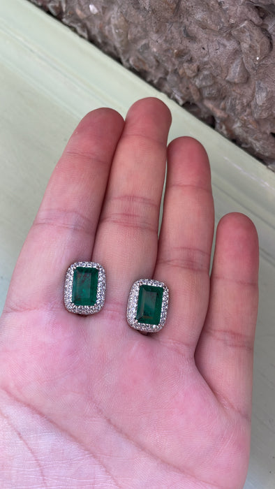 Arete plata rodizada Ágata verde