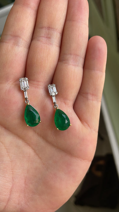 Arete cuadro largo plata rodizada Ágata verde