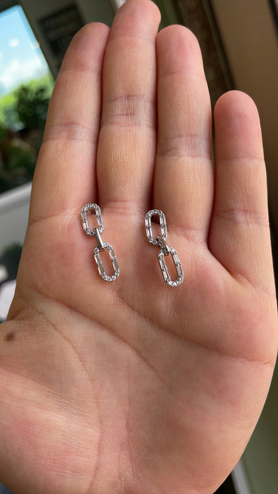 Arete chain🔗 plata rodizada zirconia