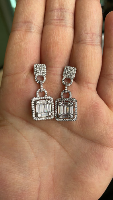 Arete largos plata rodizada zirconia