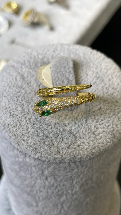 Anillo 💍 snake 🐍 plata rodizada con zirconia