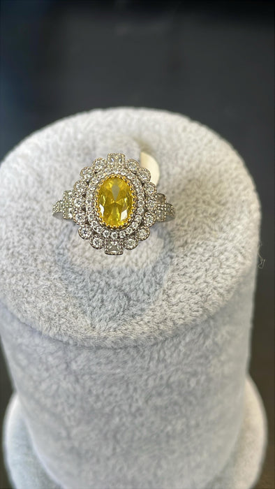 Anillo 💍 citrina plata rodizada con zirconia