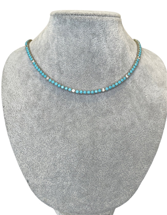 Gargantilla tennis turquesa  con zirconias