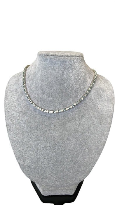 Gargantilla tennis color aquamarina con zirconia blanca